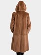 Woman's New Whiskey Sheared and Grooved Mink Fur 7/8 Coat / Reversible with Hood