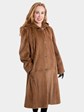 Woman's New Whiskey Sheared and Grooved Mink Fur 7/8 Coat / Reversible with Hood