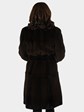 Woman's Chocolate Brown Semi-Sheared Mink Fur 7/8 Coat with Belt