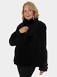 Woman's Gorski Black Sheared Mink Fur Jacket