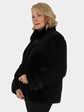 Woman's Gorski Black Sheared Mink Fur Jacket