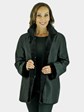 Woman's Black Sheared Mink Fur Jacket Reversible 