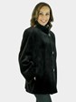 Woman's Black Sheared Mink Fur Jacket Reversible 