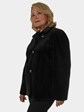 Woman's Dark Brown Sheared Mink Fur Jacket Reversible