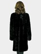 Woman's New Black Semi-sheared Mink Fur 3/4 Coat / Reversible