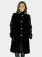 Woman's New Black Semi-sheared Mink Fur 3/4 Coat / Reversible