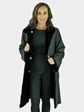 Woman's New Black Semi-sheared Mink Fur 3/4 Coat / Reversible