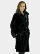 Woman's New Black Semi-sheared Mink Fur 3/4 Coat / Reversible