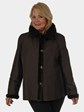 Woman's New Dark Brown Sheared Mink Fur Jacket / Reversible