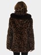 Woman's Animal Print Sectioned Mink Fur Parka