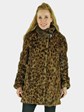 Woman's New Animal Print Stenciled Mink Fur Jacket