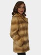 Woman's Gold Sheared and Laser Grooved Mink Fur Jacket