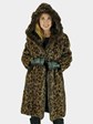 Woman's Leopard Dyed Mink Fur Stroller Reversible with Hood