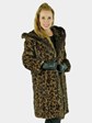 Woman's Leopard Dyed Mink Fur Stroller Reversible with Hood
