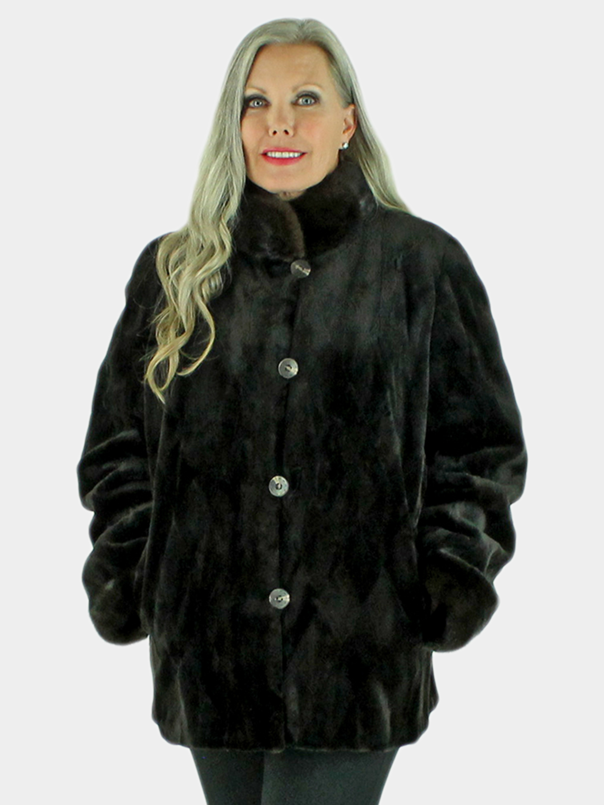 Woman's New Brown Sheared and Sculptured Mink Fur Jacket / Reversible