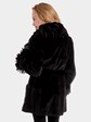 Woman's New Black Sheared Mink Fur Stroller with Belt