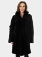 Woman's Black Sculptured Mink Fur Stroller Reverses to Down Filled Fabric