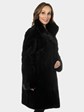 Woman's Black Sculptured Mink Fur Stroller Reverses to Down Filled Fabric