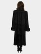 Woman's Black Swakara Lamb Fur Coat with Fox Cuffs