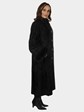 Woman's Black Swakara Lamb Fur Coat with Fox Cuffs