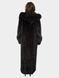 Woman's Deep Mahogany Female Mink Fur Coat with Hood