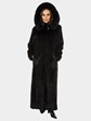 Woman's Deep Mahogany Female Mink Fur Coat with Hood