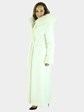 Woman's White Reversible Female Mink Fur Coat with Hood