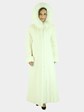 Woman's White Reversible Female Mink Fur Coat with Hood