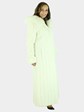 Woman's White Reversible Female Mink Fur Coat with Hood