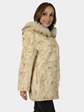 Woman's Bleached Mahogany Sheared and Sculptured Mink Fur Parka