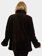 Woman's Dark Brown Sheared Mink Fur Jacket Reversing to Brown Rain Taffeta