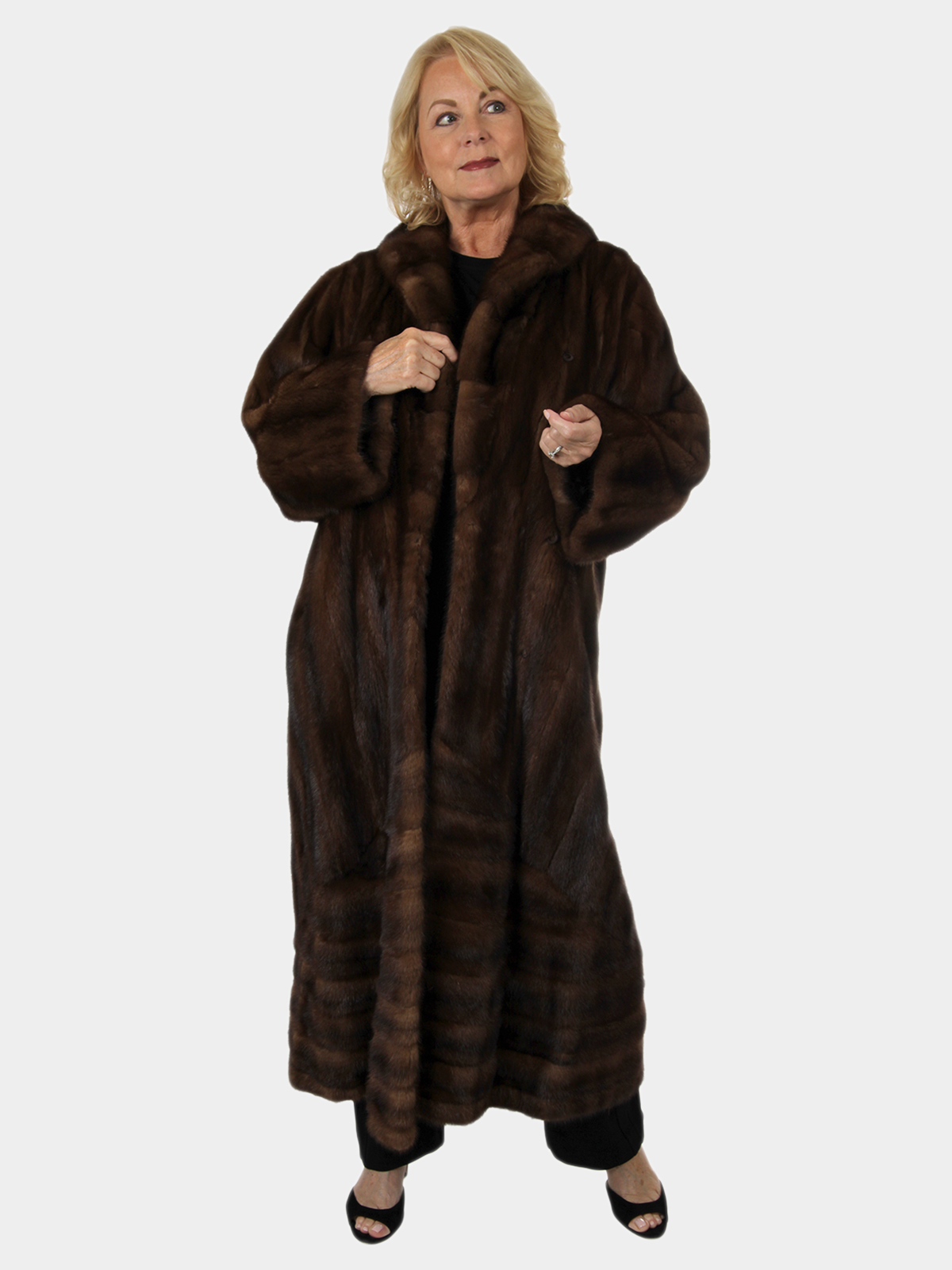 Woman's Demi Buff Female Mink Fur Coat with Directional Design