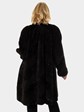 Woman's Mahogany Semi-Sheared and Sculptured Mink Fur Swing 3/4 Coat Reversible