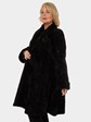 Woman's Mahogany Semi-Sheared and Sculptured Mink Fur Swing 3/4 Coat Reversible