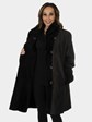 Woman's Brown Sheared Mink Fur Stroller Reverses to Rain Taffeta