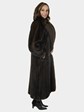 Woman's Dark Mahogany Mink Fur Coat with Fox Tuxedo Front