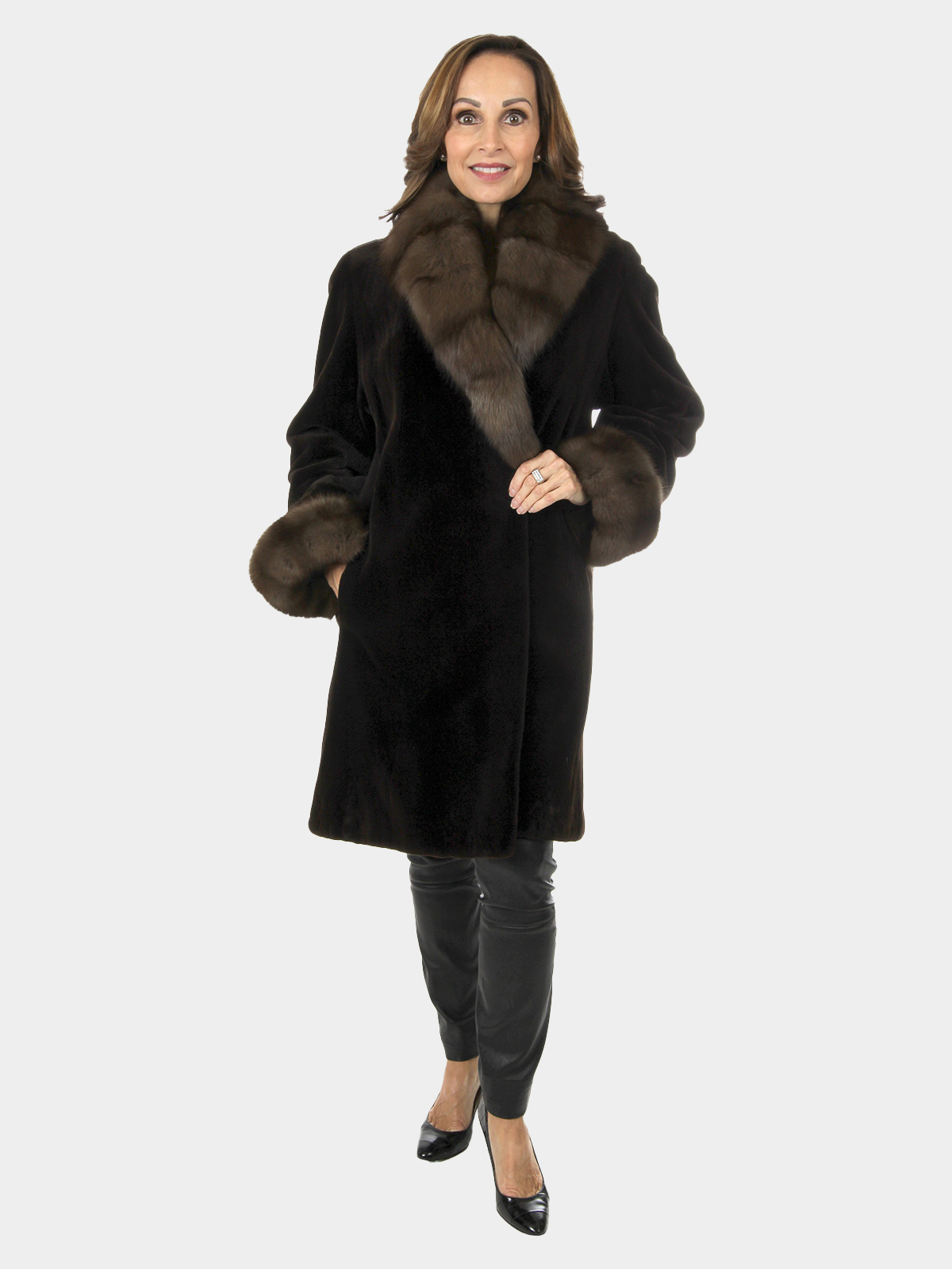 Woman's Dark Brown Sheared Mink Fur Stroller