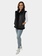 Woman's Black Sheared Mink Fur Vest Reversible to Leather