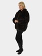 Women's Plus Sized Mahogany Semi Sheared Sculptured Mink Fur Jacket Reversing to Leather