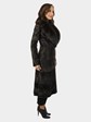 Woman's Dennis Basso Brown Broadtail Lamb Fur Coat with Sable Collar