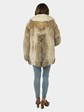 Woman's Coyote Fur Jacket with Shadow Fox Tuxedo Front and Collar