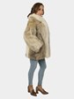 Woman's Coyote Fur Jacket with Shadow Fox Tuxedo Front and Collar