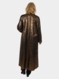 Woman's Bronze Leather Coat with Snake Skin Finish