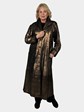 Woman's Bronze Leather Coat with Snake Skin Finish