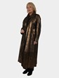 Woman's Bronze Leather Coat with Snake Skin Finish