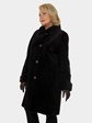 Woman's Brown Sheared Mink Fur 7/8 Coat Reversing to Fabric Lining