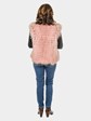 Women's Pink and Black Feathered Fox Fur Vest