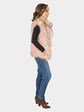 Women's Pink and Black Feathered Fox Fur Vest
