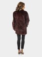 Woman's Burgundy and Black Sheared and Grooved Mink Fur Jacket