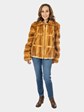 Woman's Whiskey Mink Fur Jacket with Sheared Mink Detail